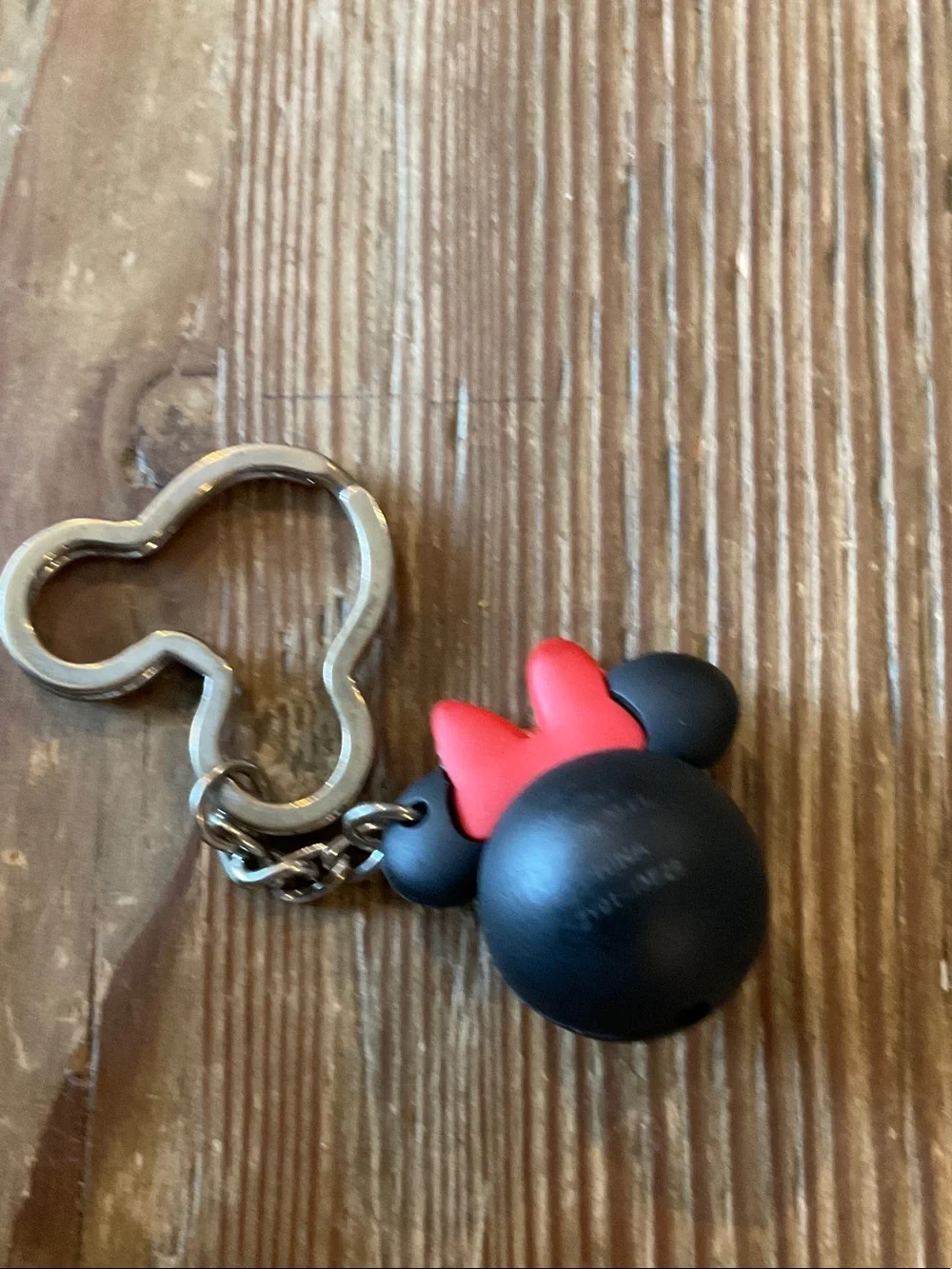 Black Minnie-Style Keychain with Red Polka Dot Bow